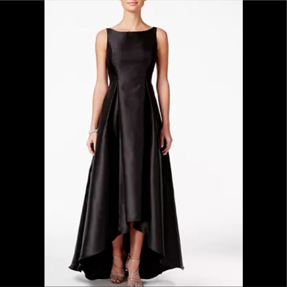 Adrianna Papell mikado hi low sleeveless special occasion long dress - Picture 7 of 8